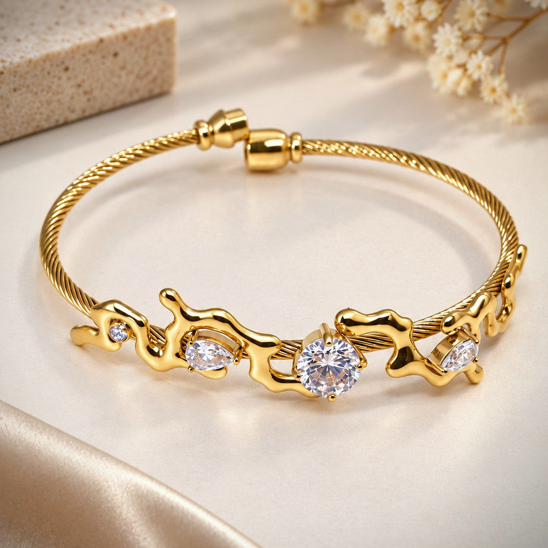 Molten Coral CZ Cuff Bracelet