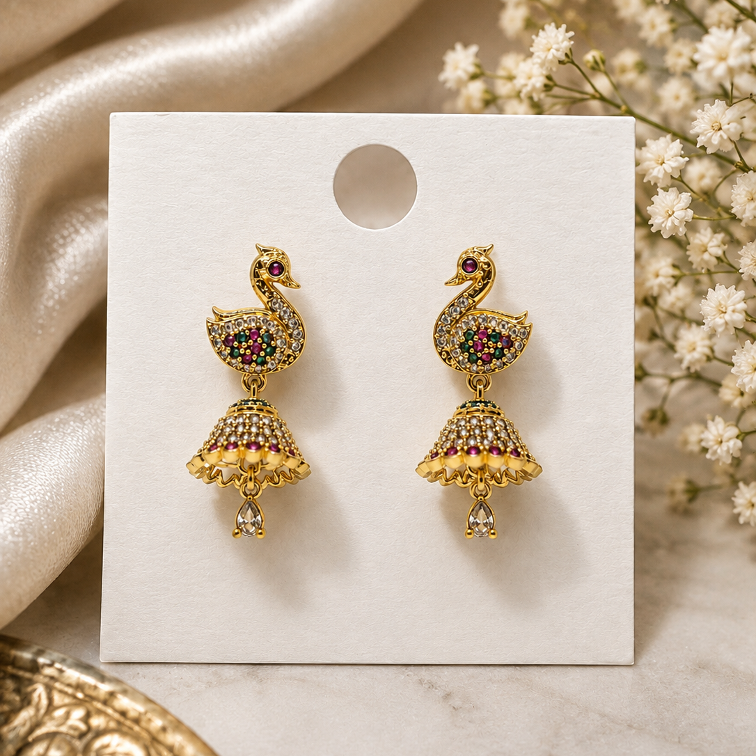 Swan Jhumka Earrings