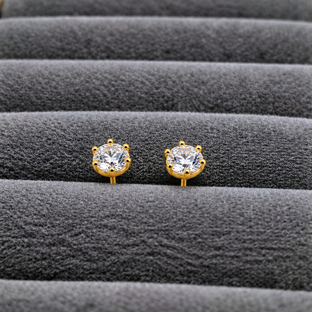 Round Solitaire CZ Stud Earrings