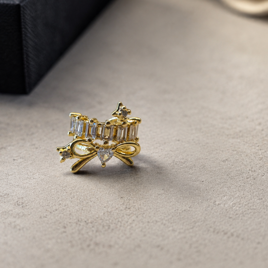 Bow Baguette Cuff Earrings