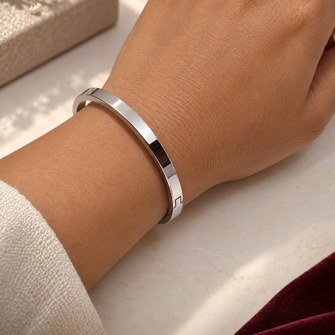 Polished Silver Bangle Bracelet