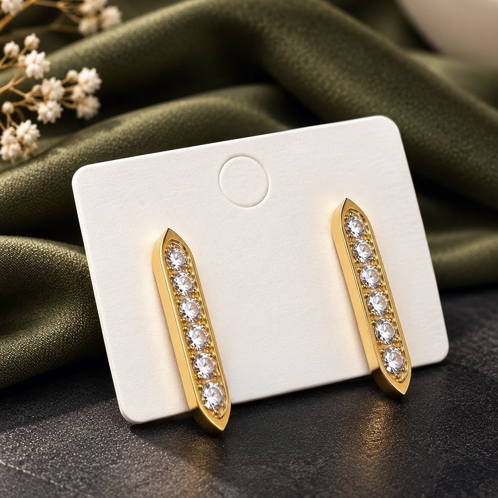 Six Stone CZ Bar Stud Earrings