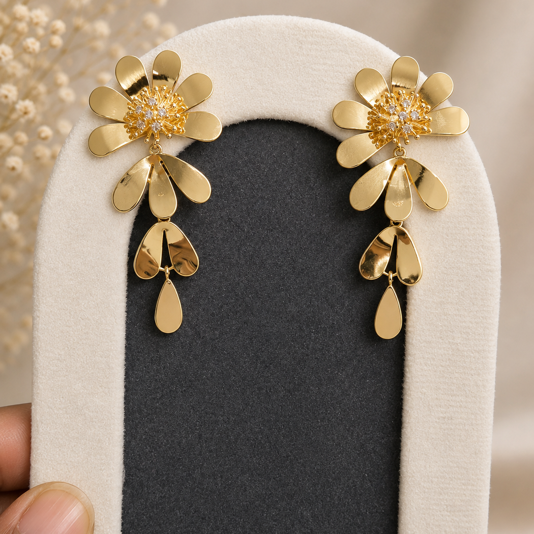 Sunburst Flower Drop Earrings
