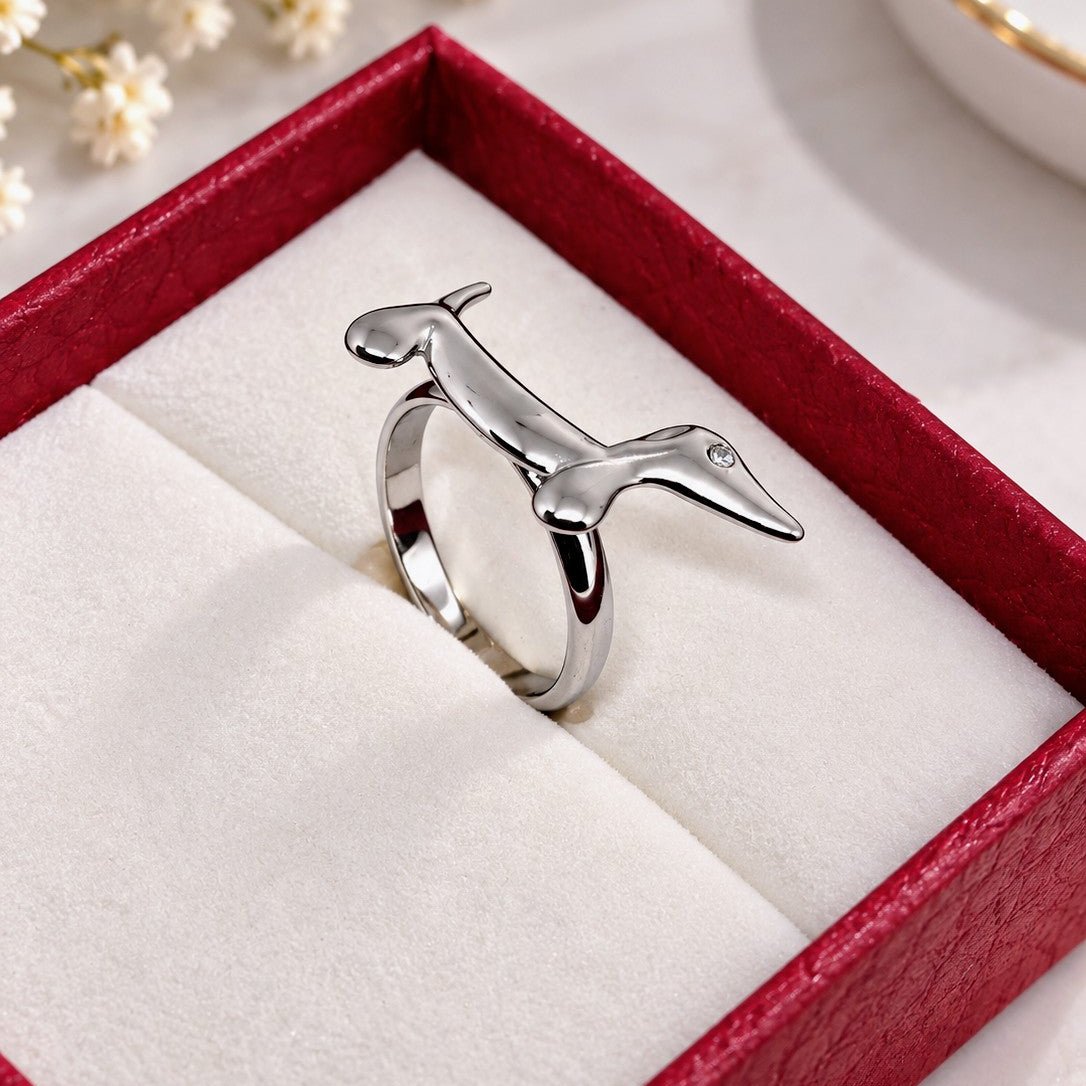 Elongated Dog Silhouette Ring