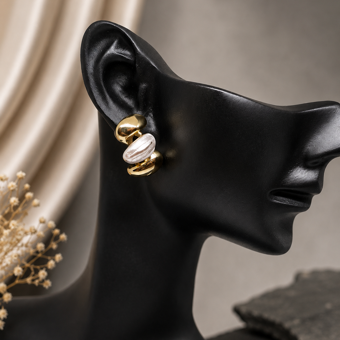Domed Pearl Earrings