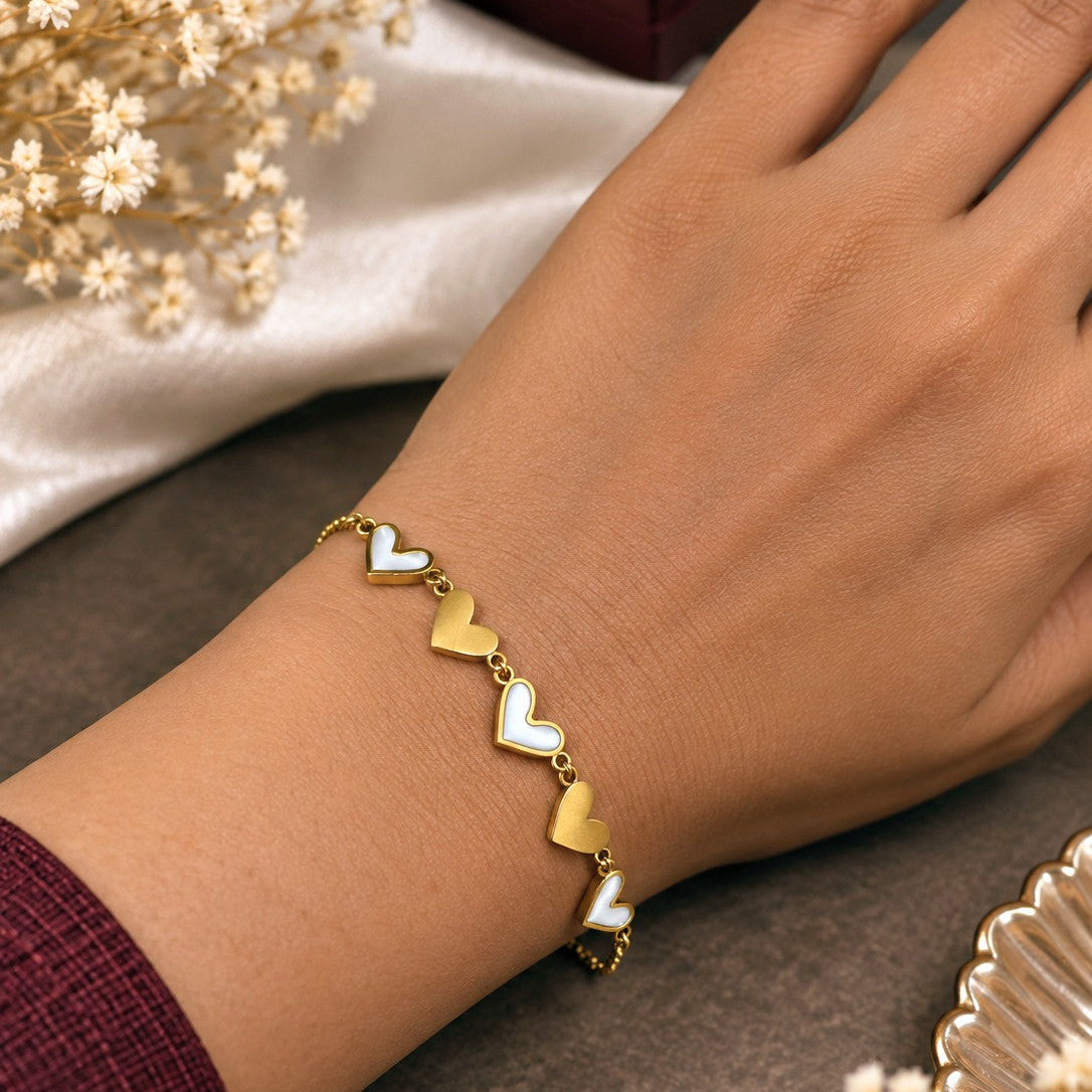 Alternating Heart Link Bracelet