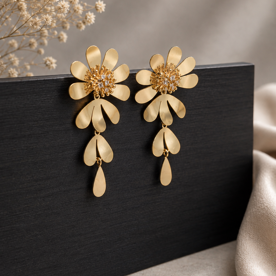 Sunburst Flower Drop Earrings