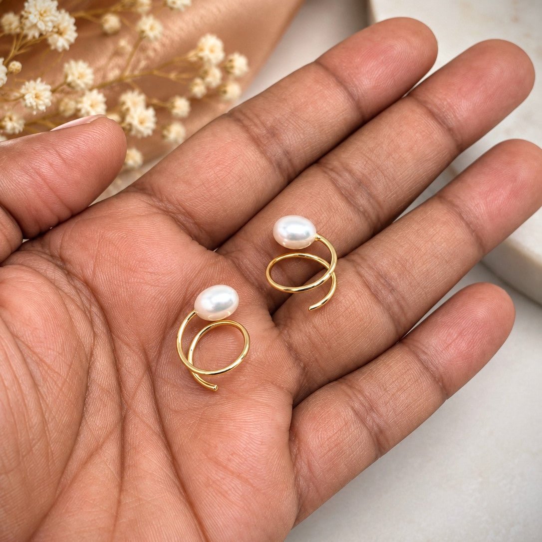 Pearl Drop Hoop Earrings