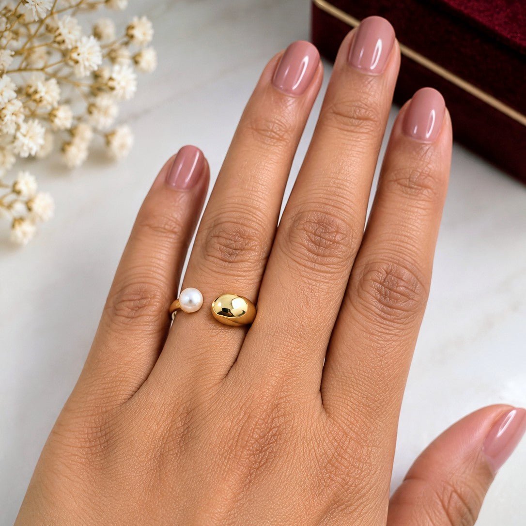 Teardrop Pearl Open Ring