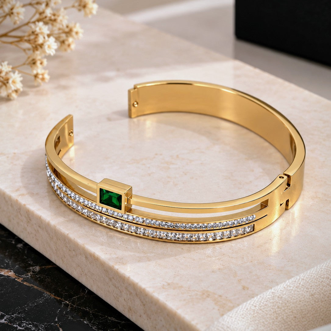 Pave Princess Cut Bangle