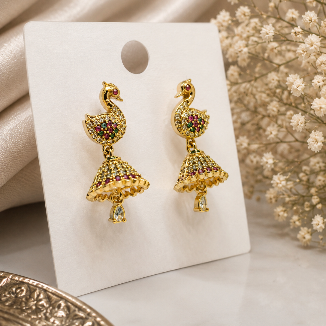 Swan Jhumka Earrings