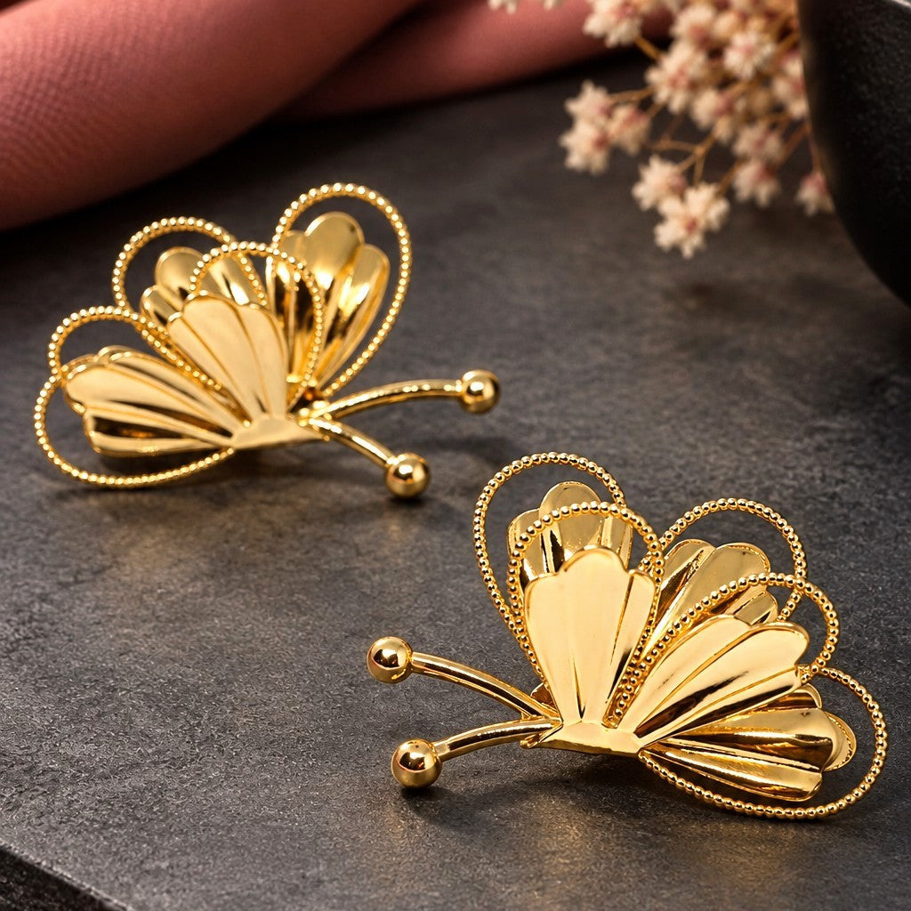 Fluted Rope Edge Butterfly Earrings