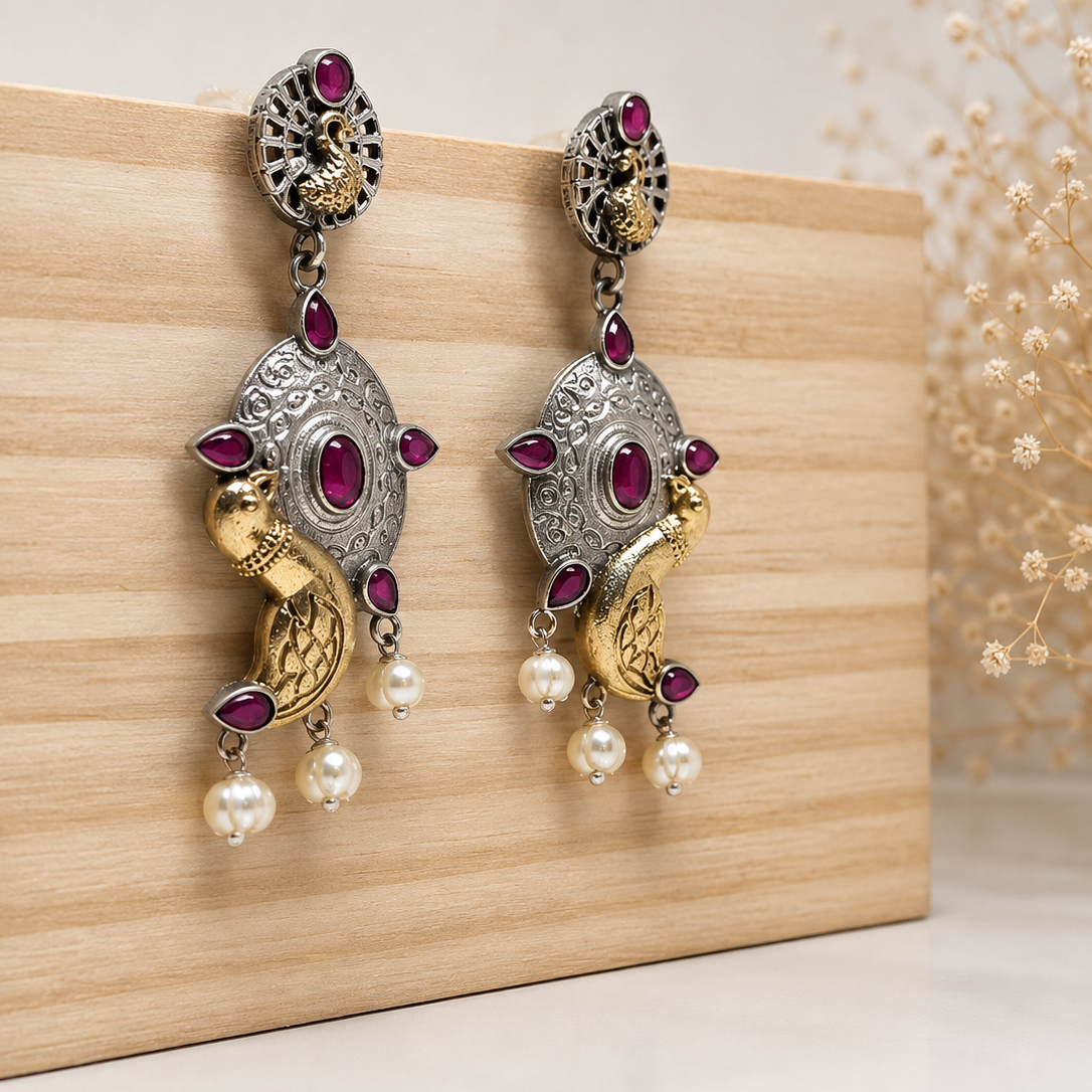 Peacock Medallion Earrings
