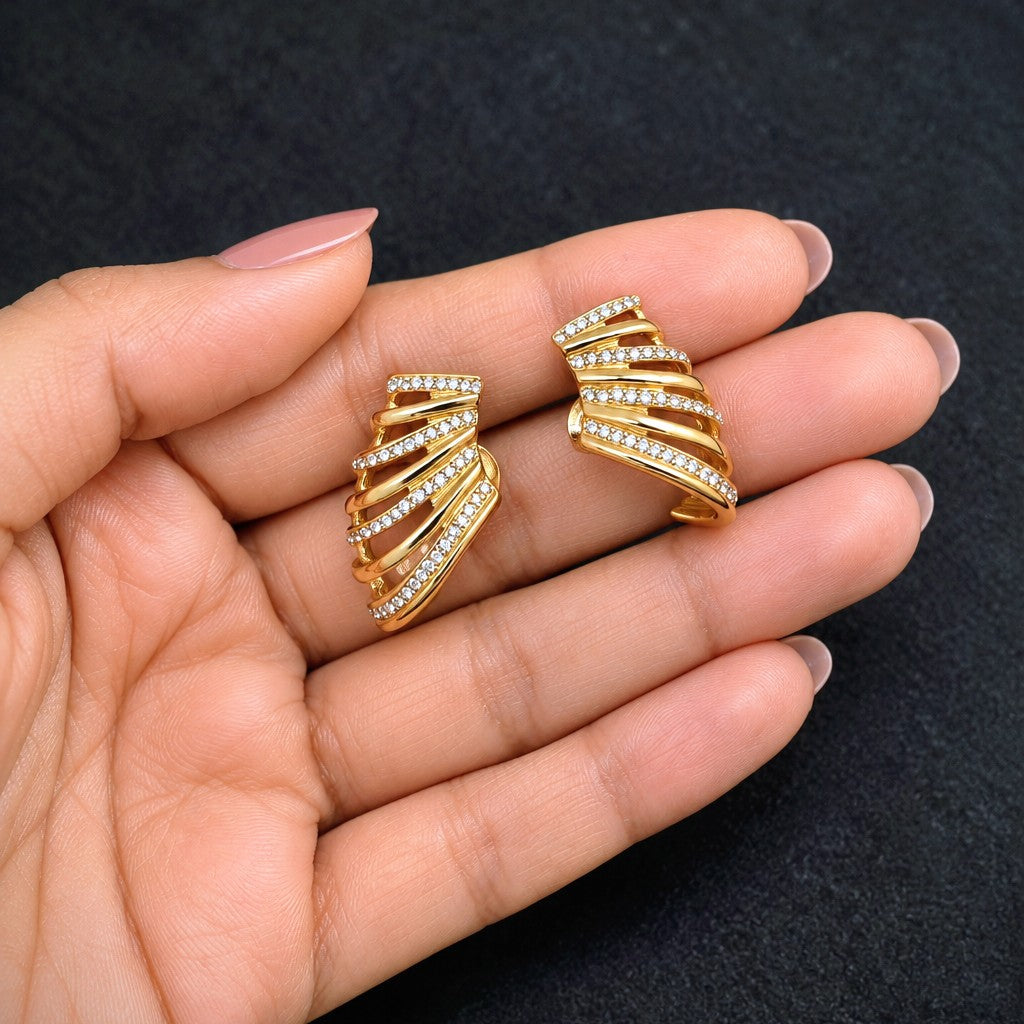 CZ Pavé Tiered Bar Earrings