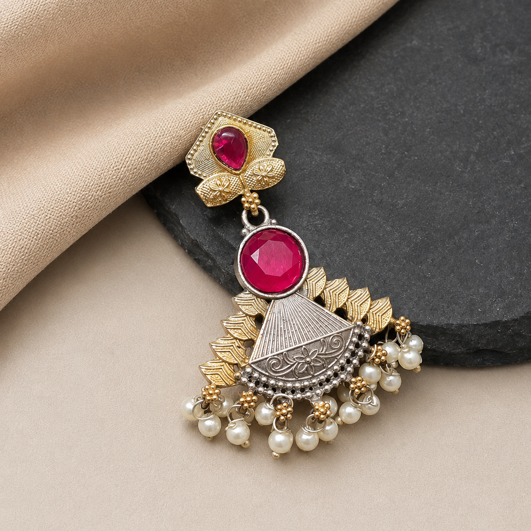Crimson Fan Earrings
