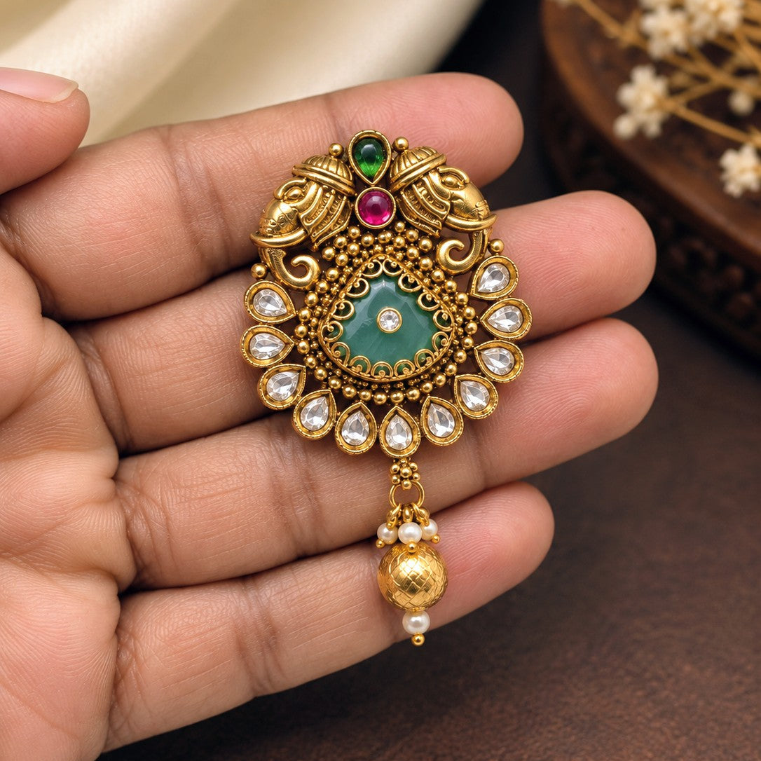 Elephant Medallion Kundan Ring