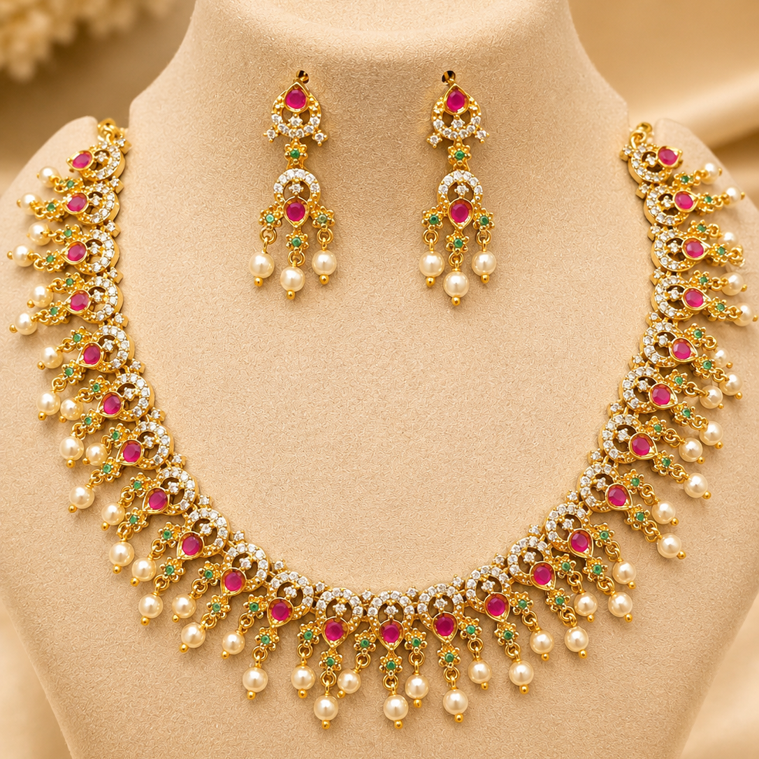 Pearl Fringe Short Necklace