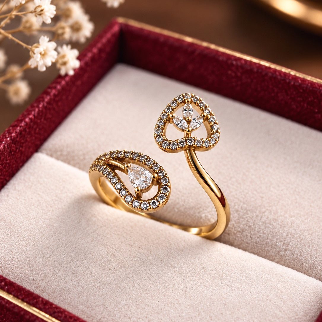 Heart Teardrop Outline Ring