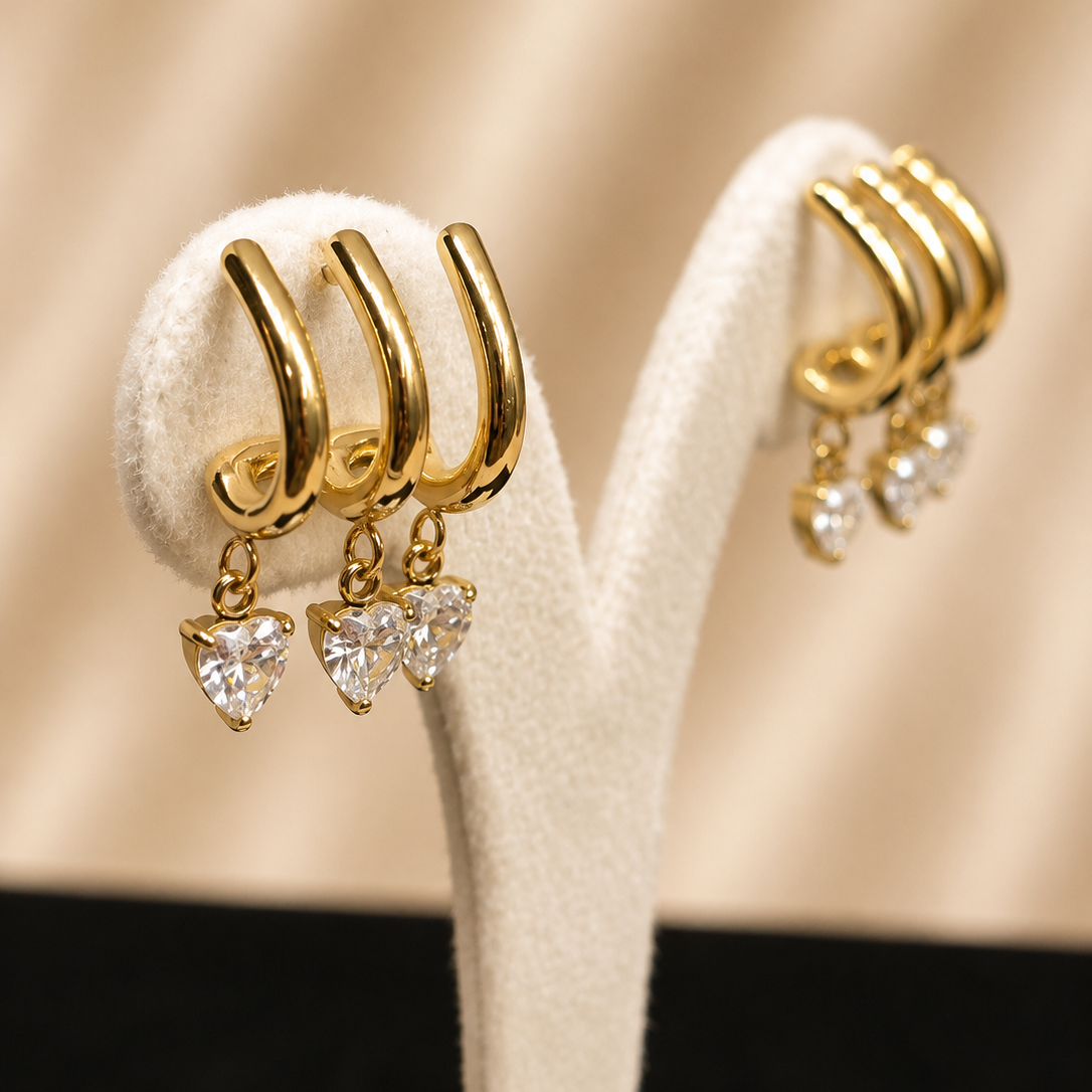 Heart Trio Earrings