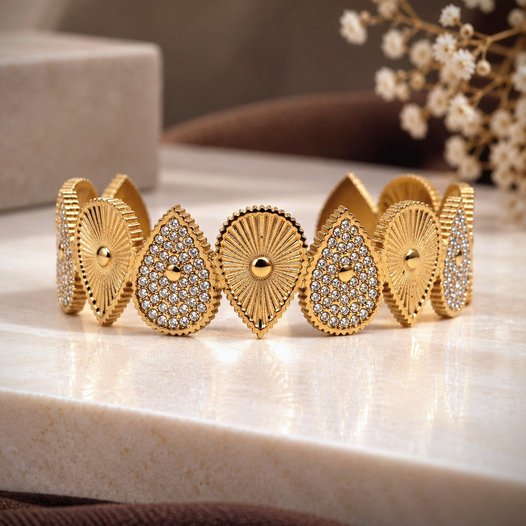 Pave Teardrop Cuff Bracelet