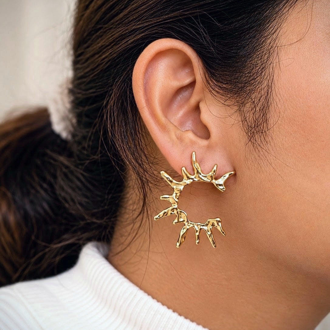 Molten Sun Ray C Hoop Earrings