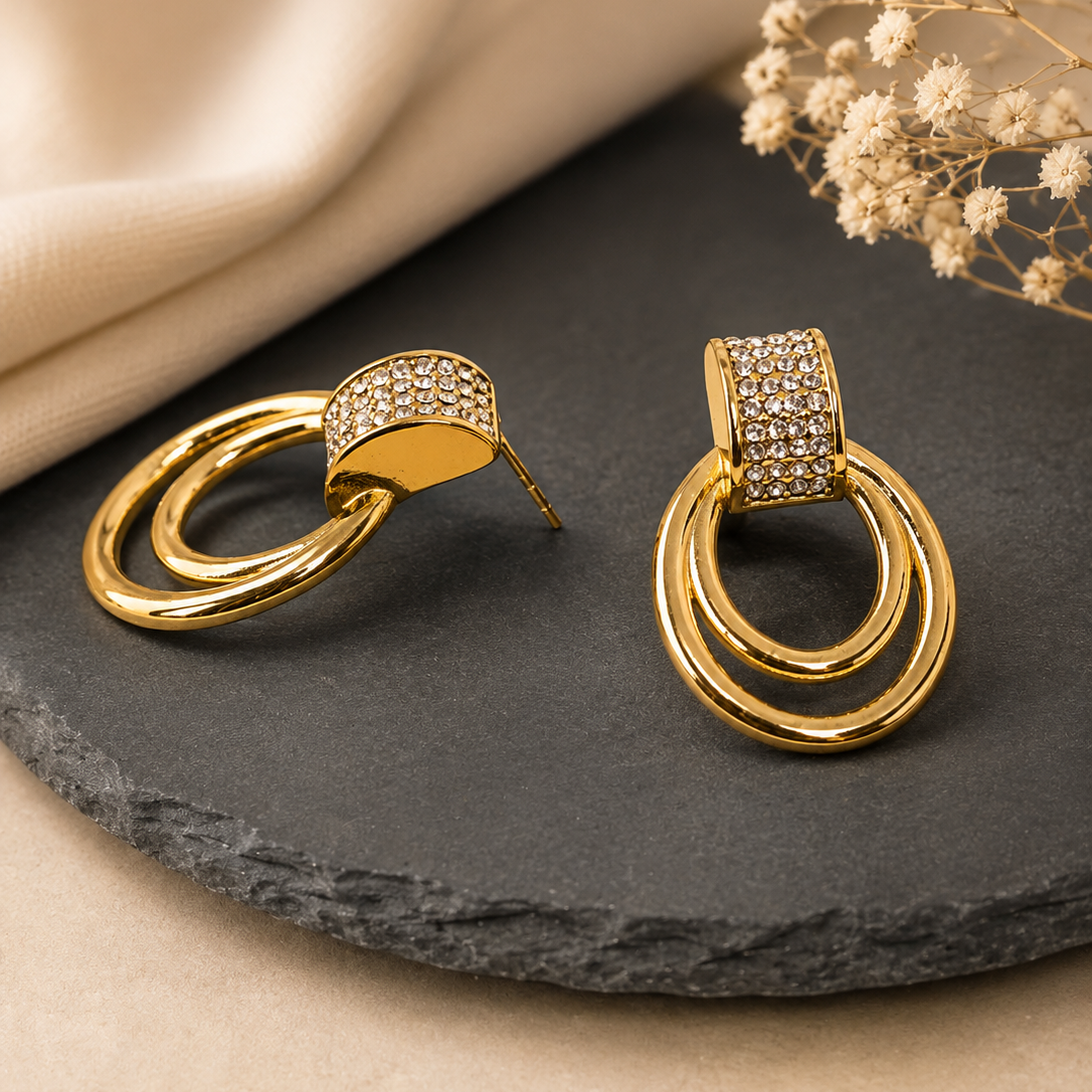 Pave Oval Hoop Earrings