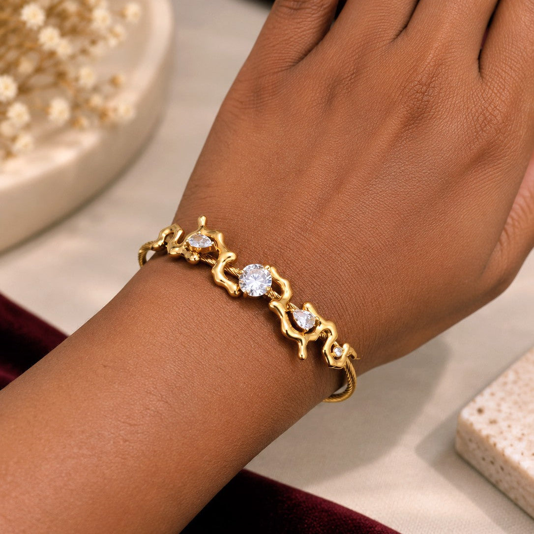 Molten Coral CZ Cuff Bracelet