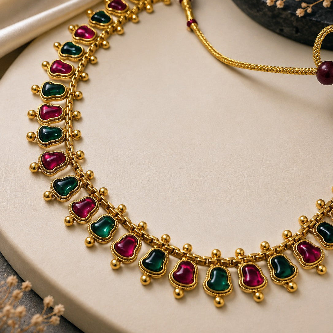 Bell Cabochon Drop Necklace Set