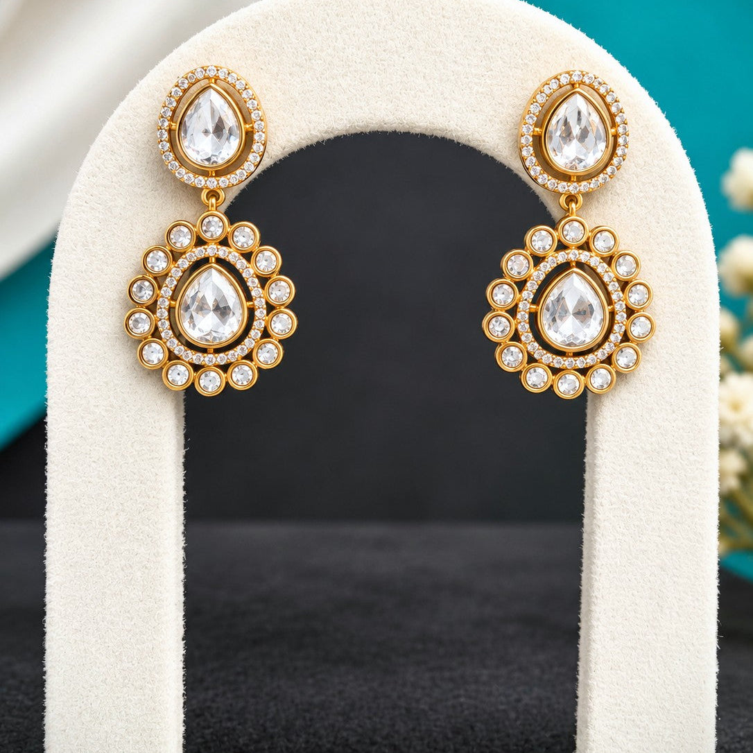 Kundan Floral Halo Drop Necklace