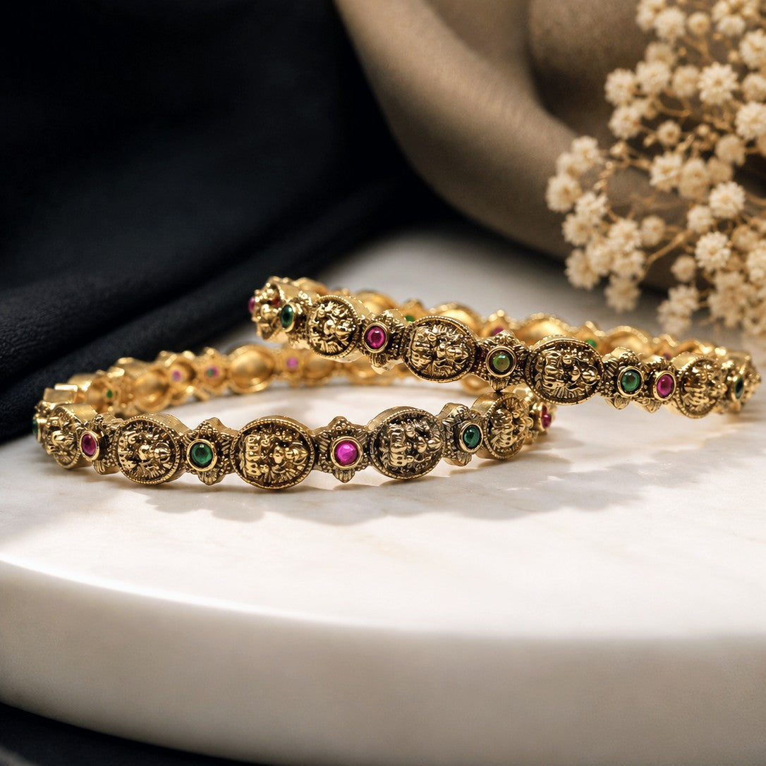 Coin Accent Bangle Pair