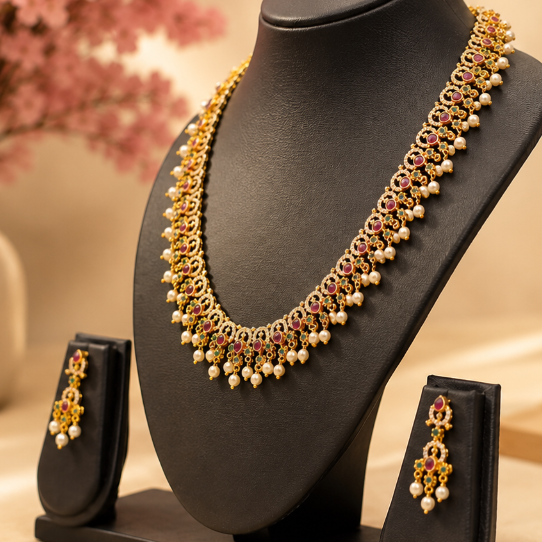 Pearl Fringe Long Necklace