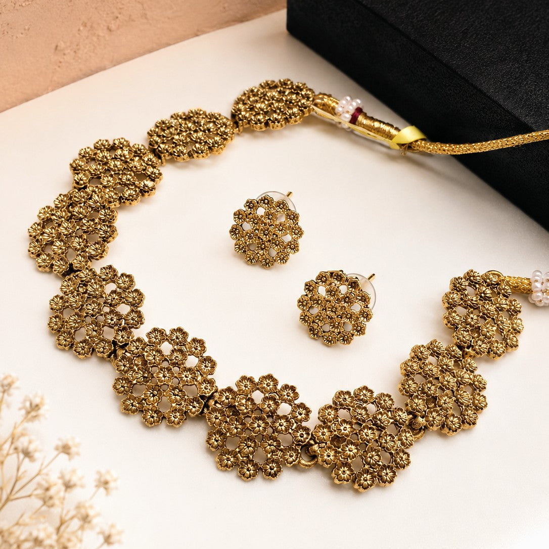 Matte Floral Choker Set