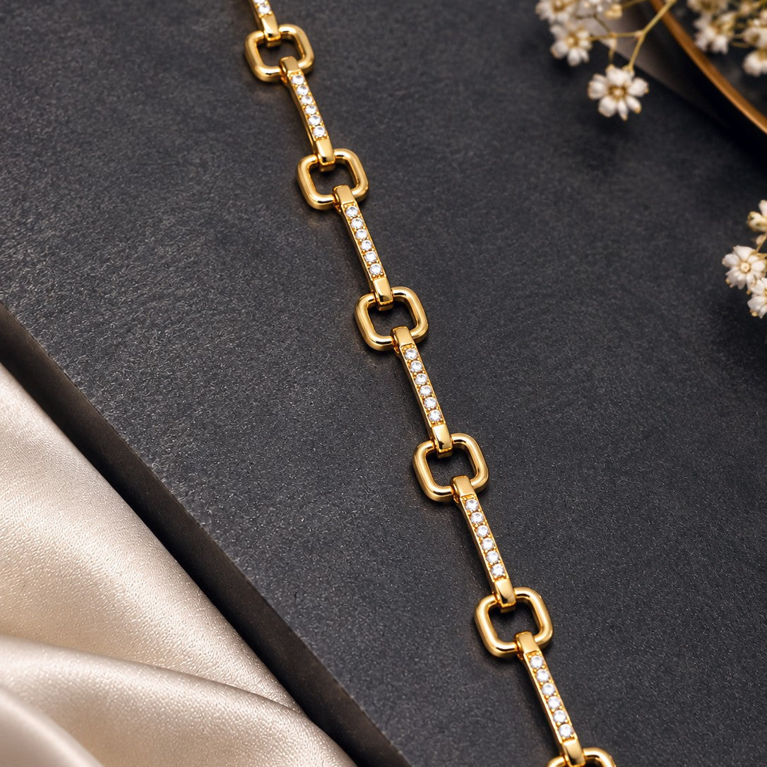Square Link Pave Bracelet