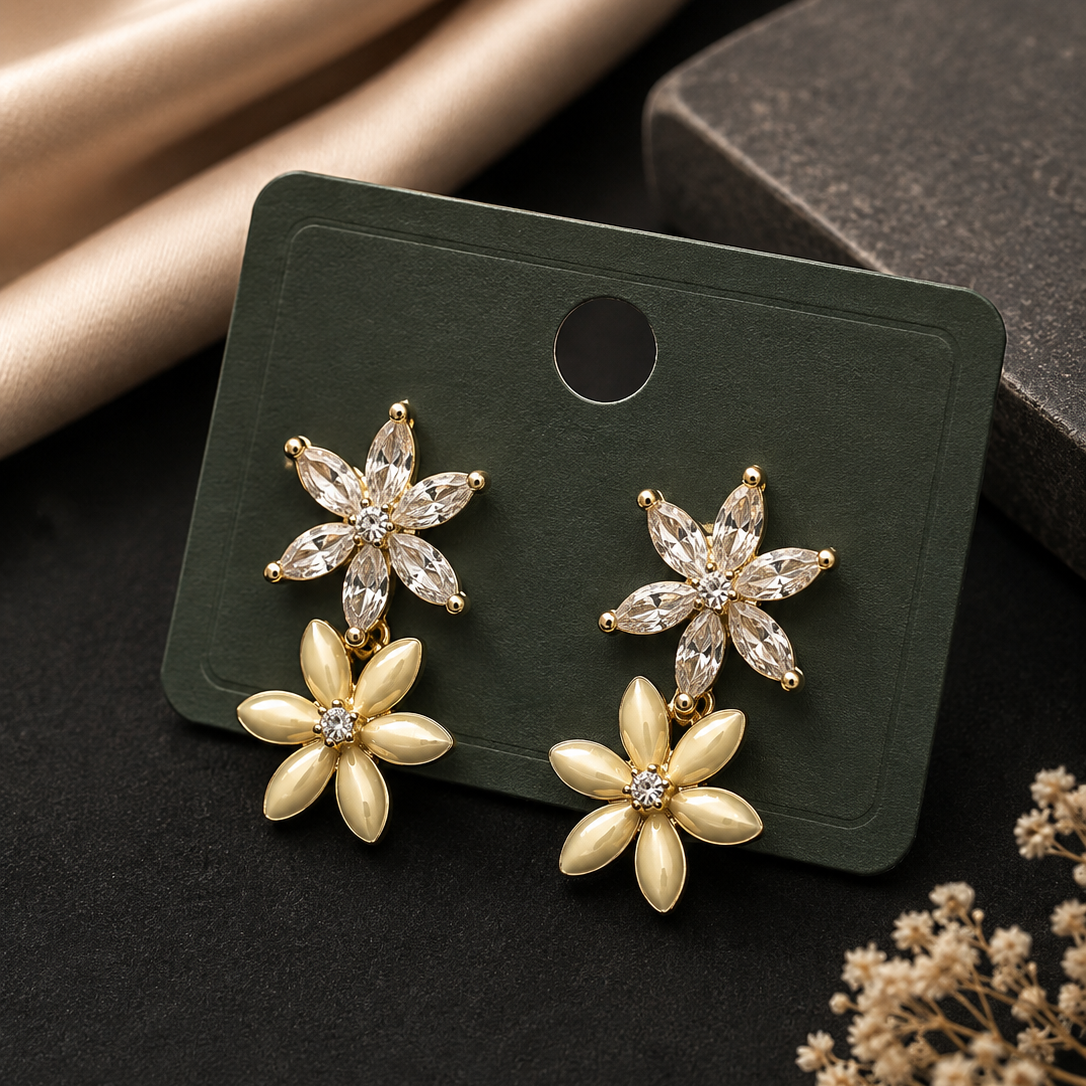 Double Bloom Drop Earrings