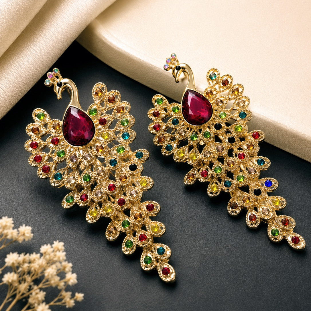 Peacock Feather Drop Earrings