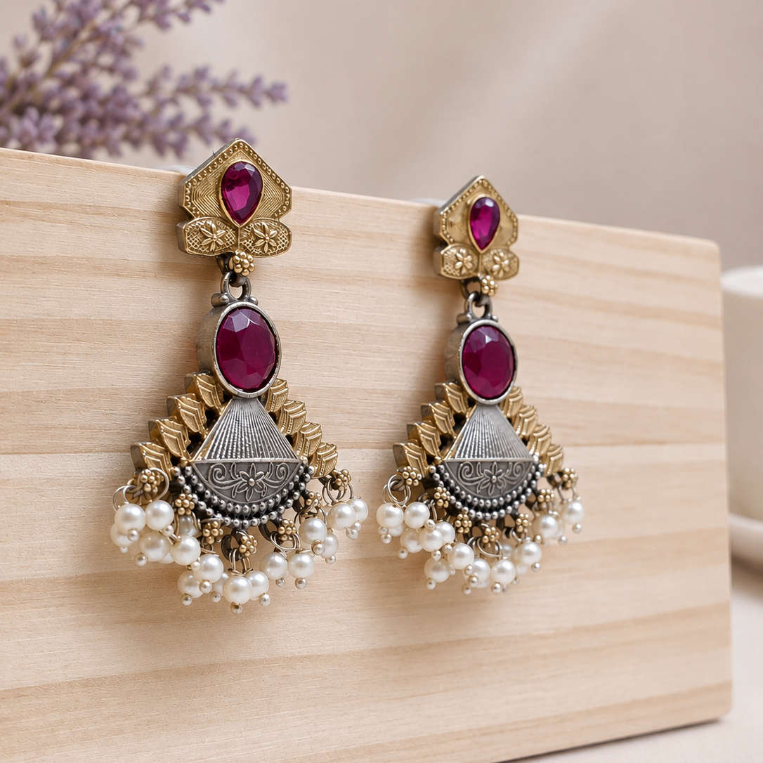 Crimson Fan Earrings