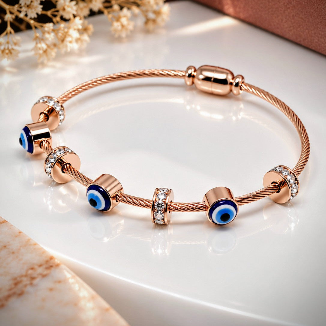 Evil Eye Cable Cuff Bracelet