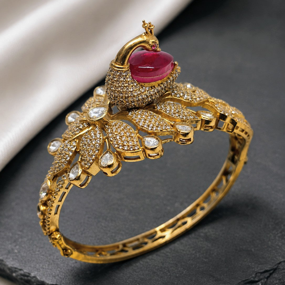 Peacock Feather Cabochon Bangle