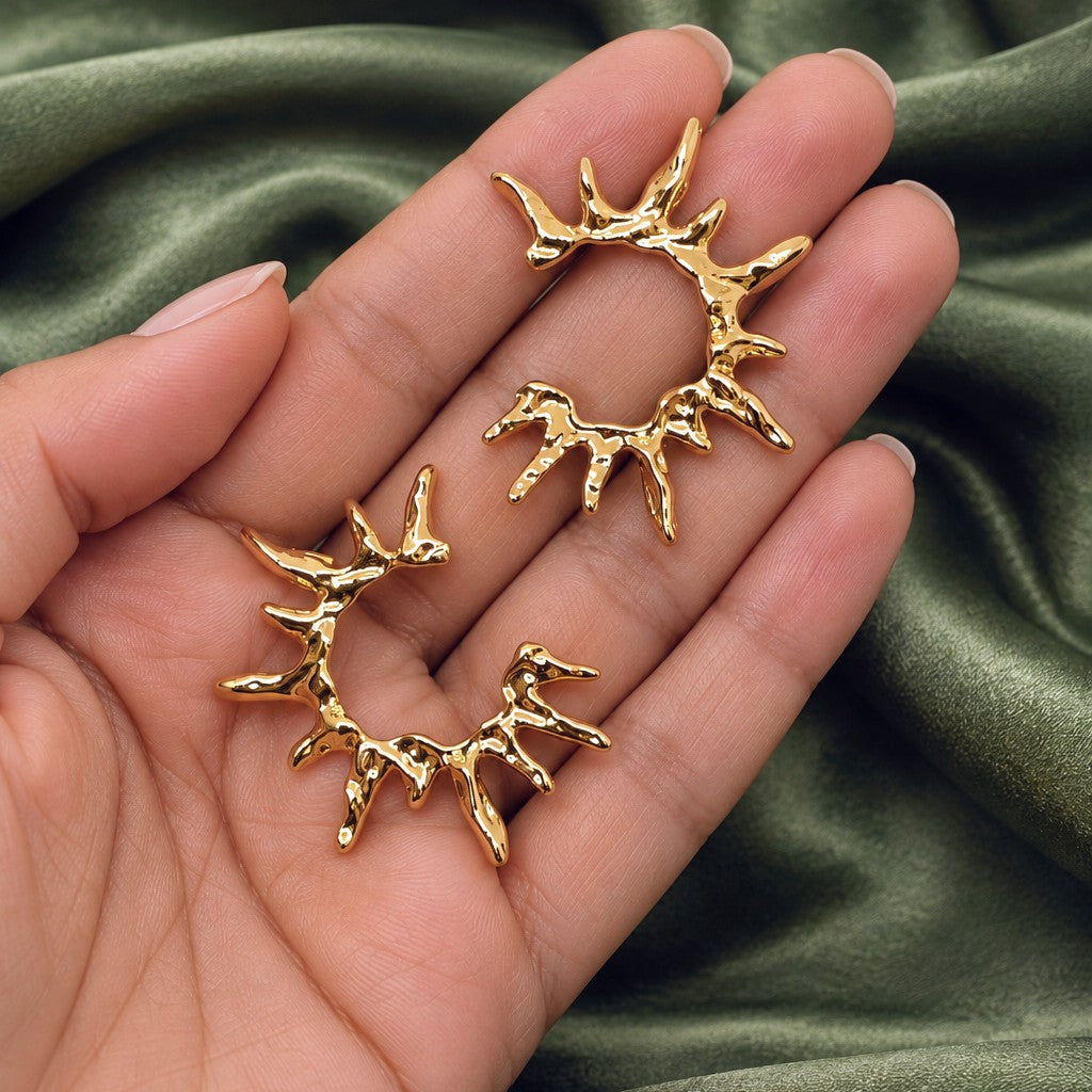 Molten Sun Ray C Hoop Earrings