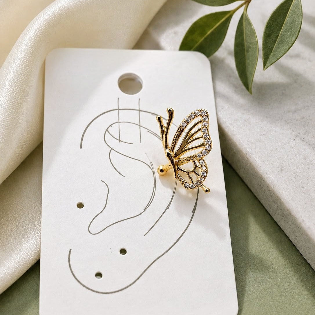 Butterfly CZ Cuff Earrings