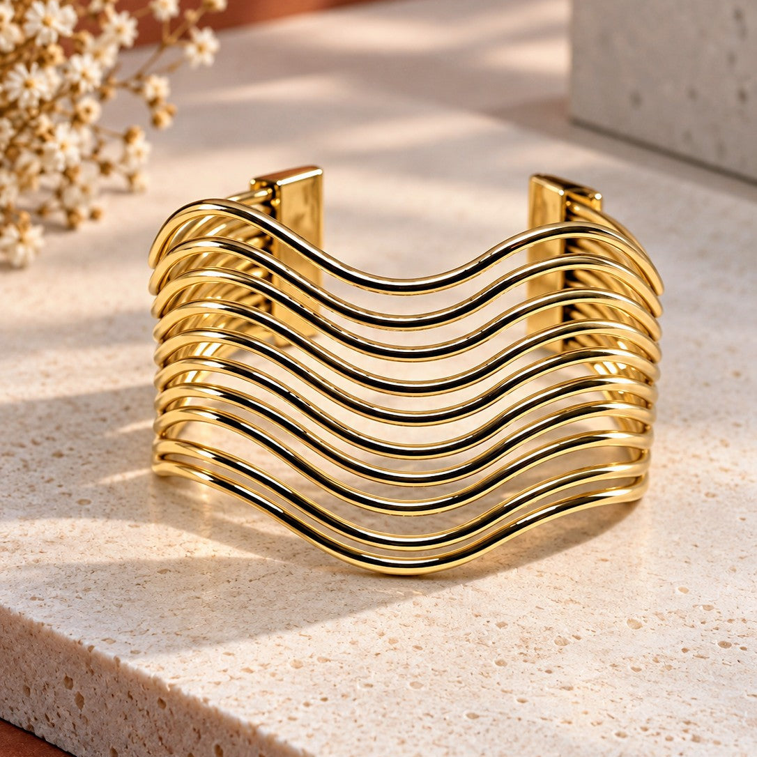 Ridged Wire Wide Cuff
