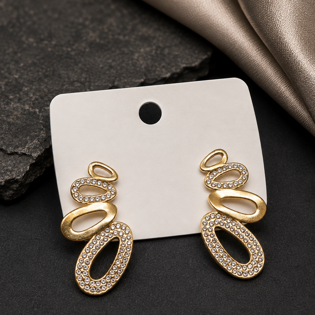 Linked Oval Drop Earrings