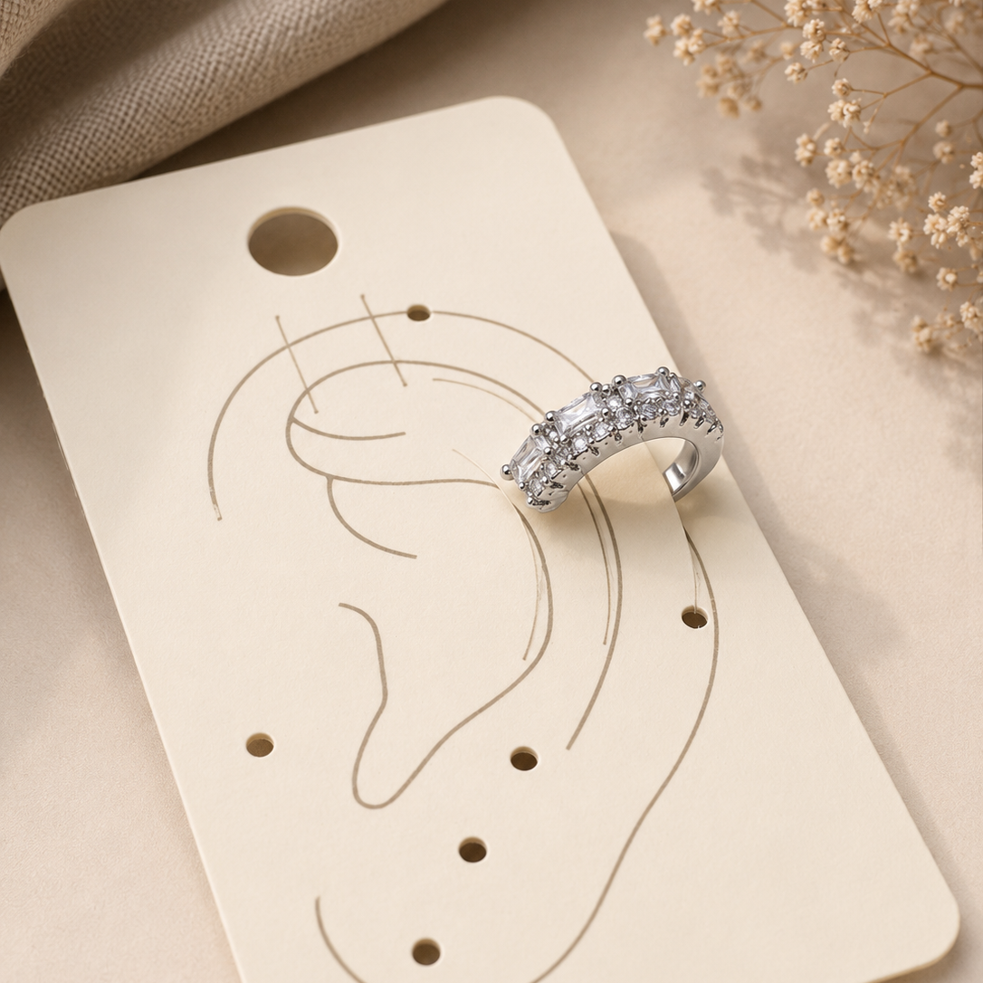 Baguette Row Cuff Earrings