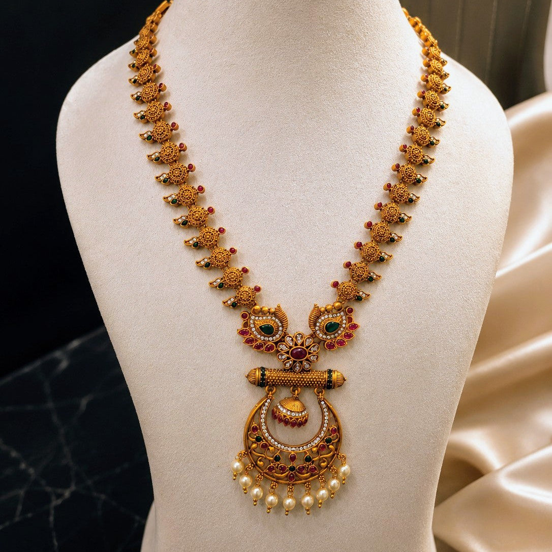 Crescent Jhumka Pendant Necklace