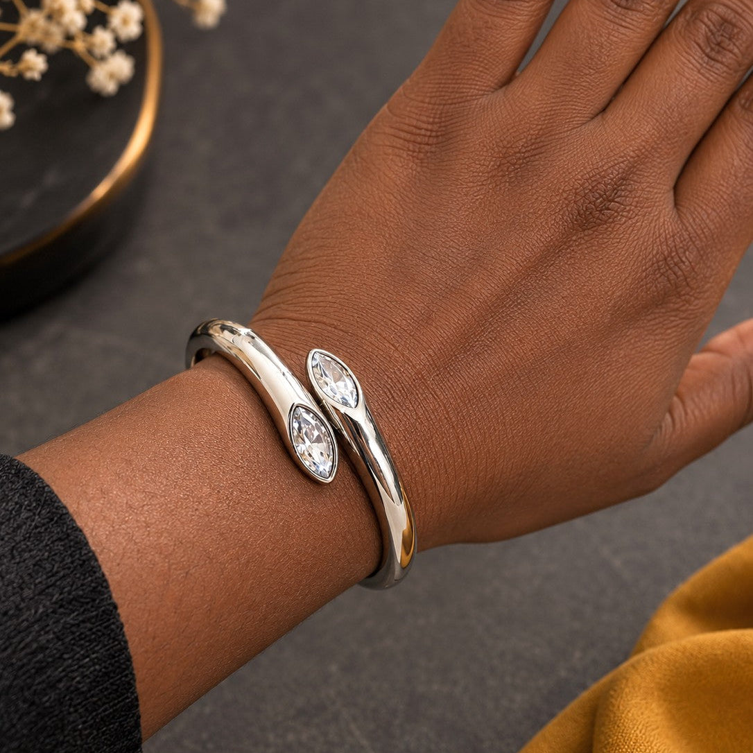 Bypass CZ Cuff Bracelet