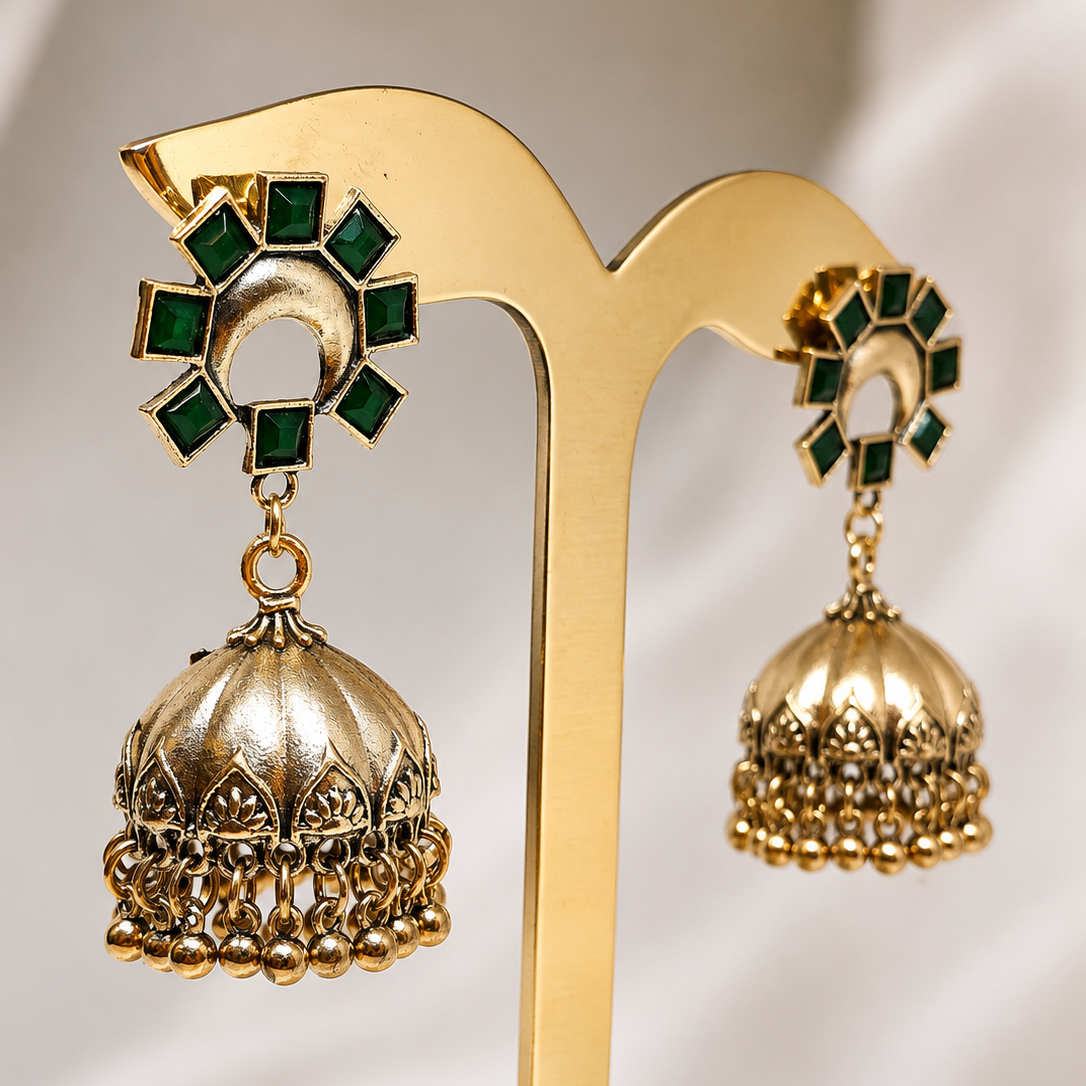 Sunburst Dome Jhumka Earrings