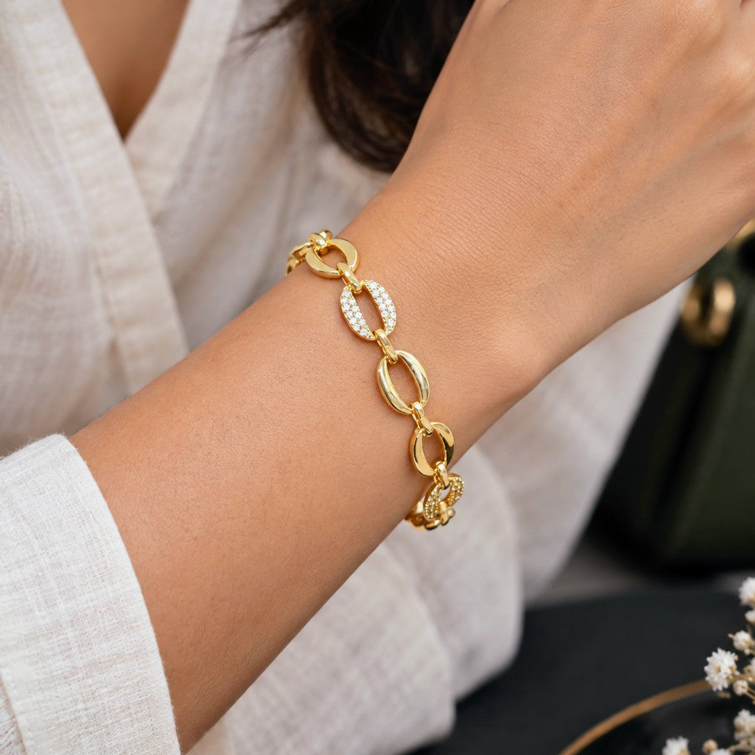 Pave Oval Link Bracelet