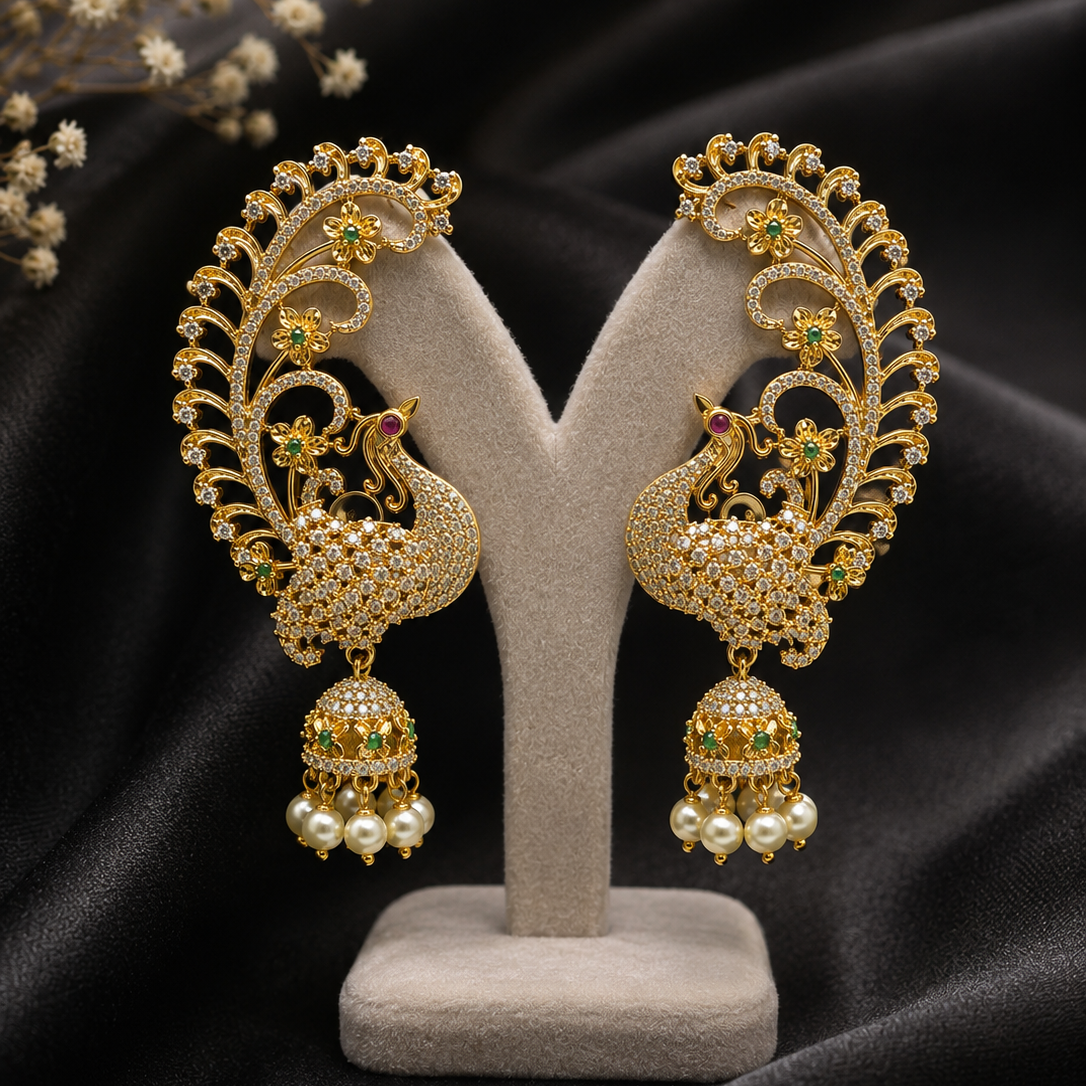 Peacock Feather Jhumka Earrings