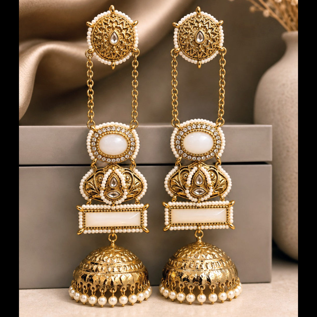 Sunburst Tiered Jhumka Earrings