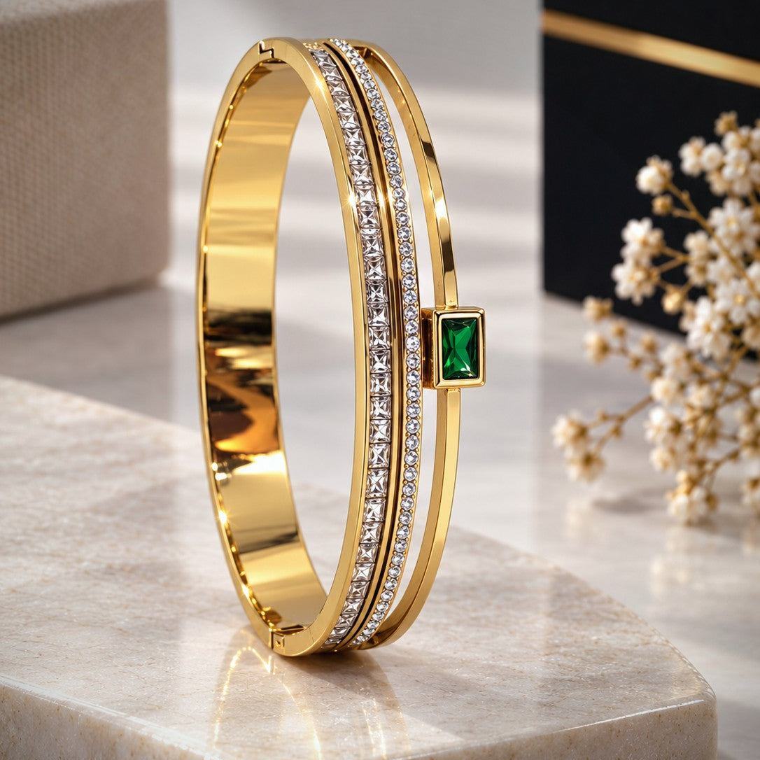 Pave Princess Cut Bangle